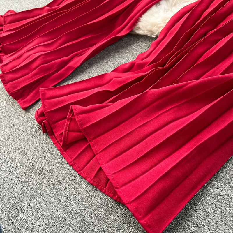 Salopetă cu mânecă lungă șic, vintage, cu decolteu în V, cu dantelă, cu mânecă lungă, elegantă, cu talie înaltă, pantaloni ocazional cu picioare largi, costum de toamnă pentru femei