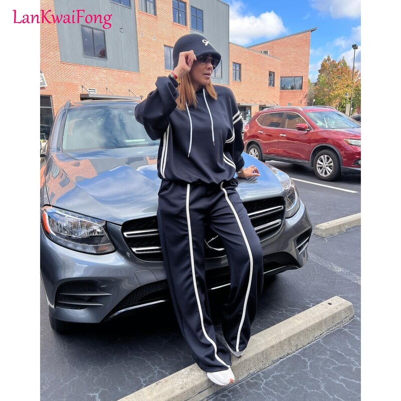 LKF în aer liber, sport, costum de petrecere a timpului liber, chingă, șnur, îmbinare, hanorac cu glugă, pantaloni, set din două piese