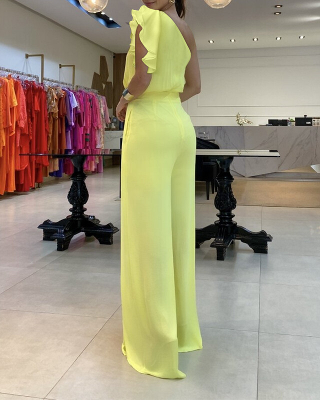 Salopetă cu un umăr cu model floral pentru femei 2024