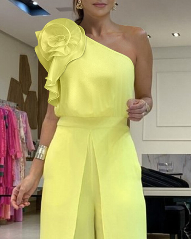 Salopetă cu un umăr cu model floral pentru femei 2024