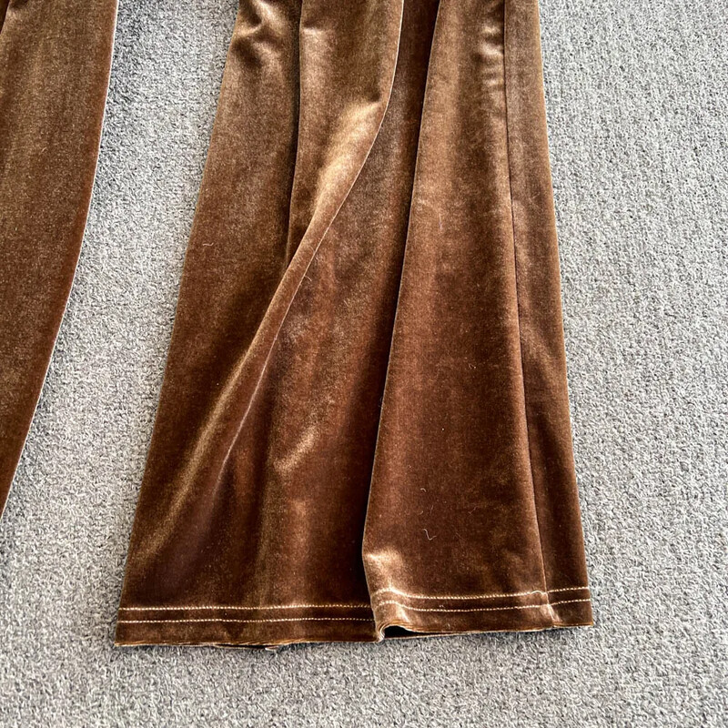 Epocă cu decolteu în V cu mânecă lungă subțire de bandaj Top High Street Talie înaltă Pantaloni lați cu picioare Salopetă Toamnă Iarnă Femei Îmbrăcăminte din catifea