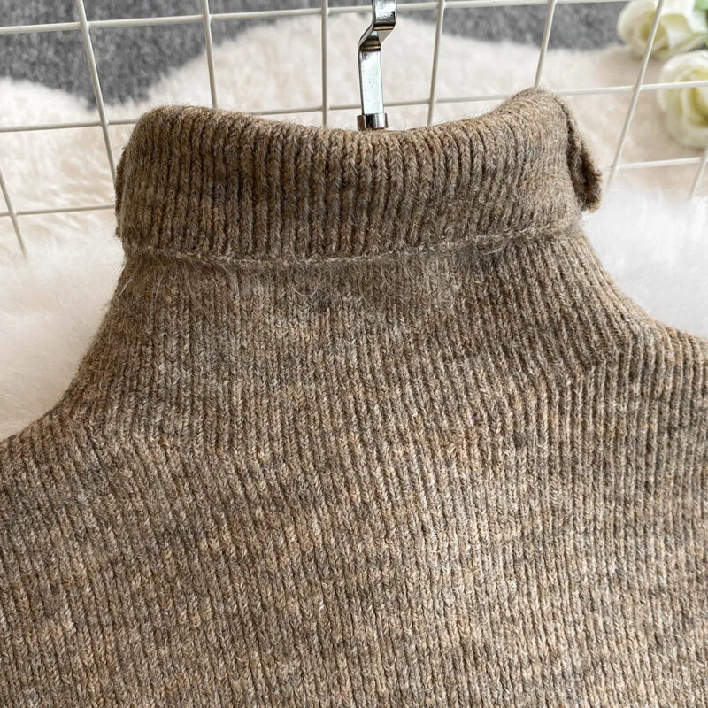 Eleganti sieviešu divdaļīgie komplekti, plāni, pusaugsta apkakle bez piedurknēm, vintage trikotāžas vestes augšdaļa un augsta jostasvieta, A-līnijas svārki rudens apģērbs