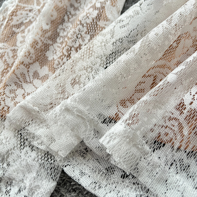 Elegants O veida kakla izgriezums, garām piedurknēm, tievs pārsējs, mežģīņu āķis, zieds High Street, augsts viduklis, platas bikses, kombinezons, rudens ziemas apģērbs