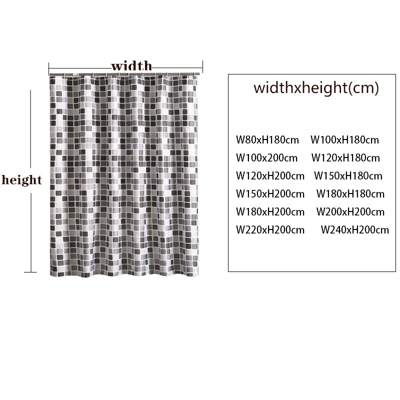 Vízálló zuhanyfüggöny 12 kampóval Mozaik nyomott fürdőszobai függöny Poliészter szövet fürdőfüggöny fürdőszoba dekorációhoz
