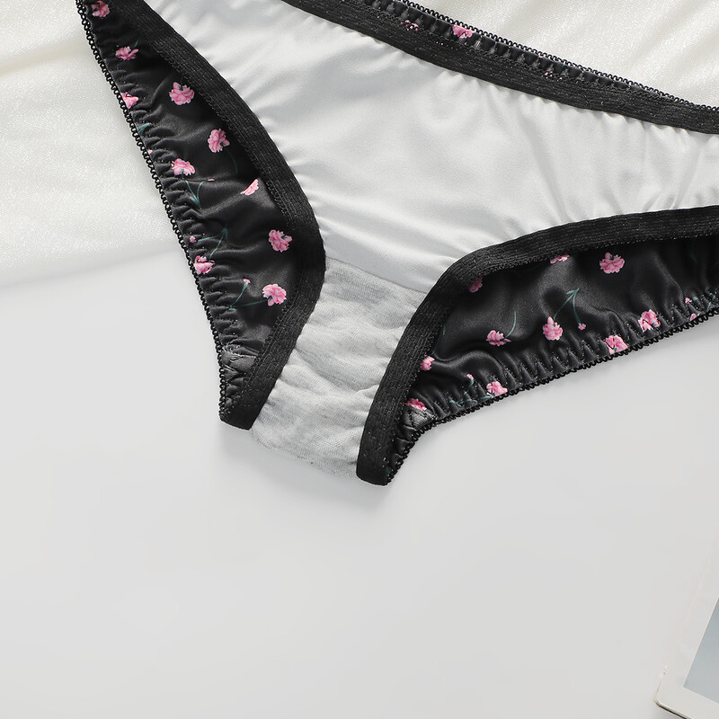 Divdaļīgs sieviešu apakšveļas komplekts ar ziedu apdruku, 3/4 krūzes kapuci, saliktu un atbilstošu trīsstūrveida apakšveļu Sexy LingerieA2169