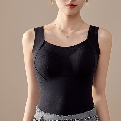 Femei Fără mâneci Sutien rezistent la șocuri Maiouri de corp termic cu dantelă pentru iarnă Decolteu în V Maiou cald de fitness Lenjerie de corp Veste