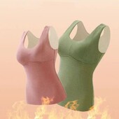 Udoban jednobojni bešavni toplinski prsluk s V-izrezom s jastučićima Baršunaste majice bez rukava Prsluk Deblji plišani kamisol Ženska zima