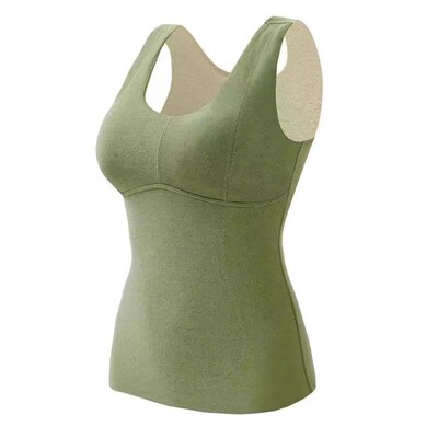 Udoban jednobojni bešavni toplinski prsluk s V-izrezom s jastučićima Baršunaste majice bez rukava Prsluk Deblji plišani kamisol Ženska zima