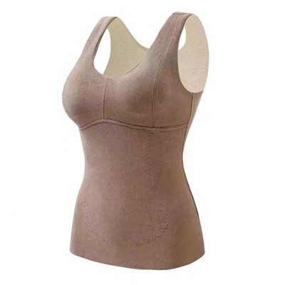 Udoban jednobojni bešavni toplinski prsluk s V-izrezom s jastučićima Baršunaste majice bez rukava Prsluk Deblji plišani kamisol Ženska zima