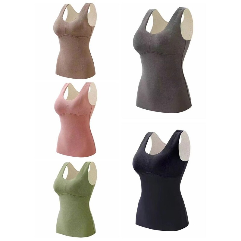 Udoban jednobojni bešavni toplinski prsluk s V-izrezom s jastučićima Baršunaste majice bez rukava Prsluk Deblji plišani kamisol Ženska zima