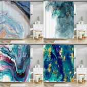 Perdele de duș cu imprimeu cu marmură artistică Perdele de baie impermeabile Perdele de baie abstracte moderne Perdele despărțitoare de toaletă cu cârlige