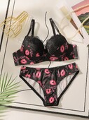 Set de lenjerie sexy din dantelă cu imprimeu de înaltă calitate Viomisha Set de lenjerie sexy pentru femei Sutiene push-up cu sârmă Set de chiloți pentru femeie S-XL
