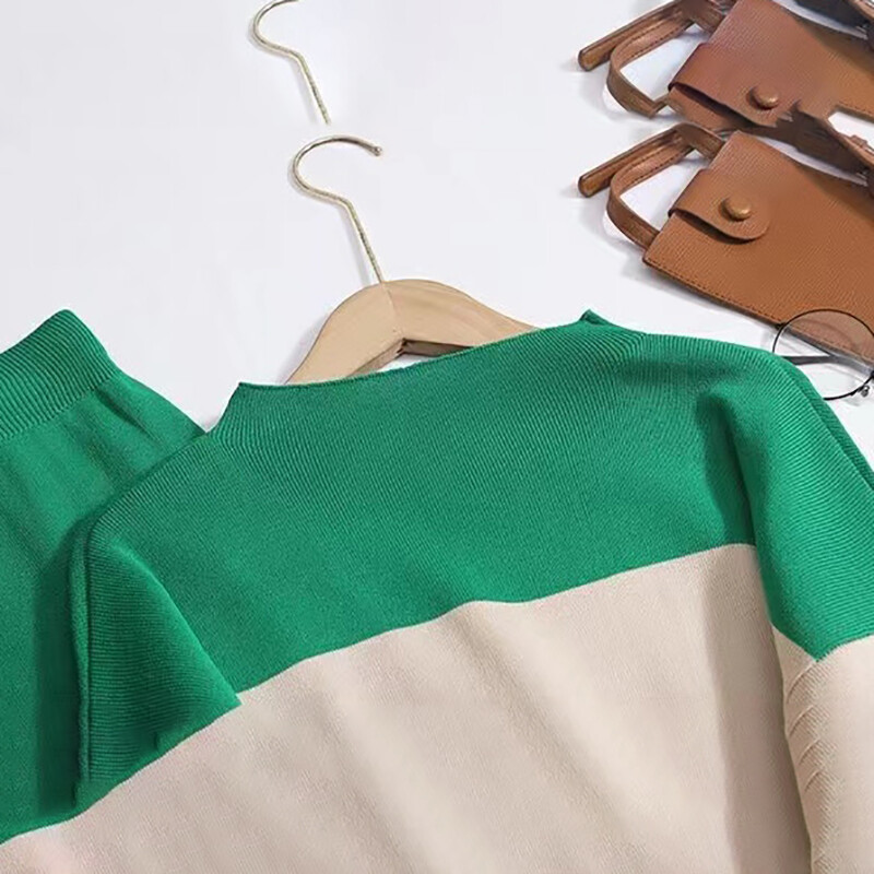 Pulovere pentru femei Set de pantaloni ocazional costume de pulovere color contrast bloc tricotat lejer eleganta cu maneca lunga topuri toamna iarna elastic