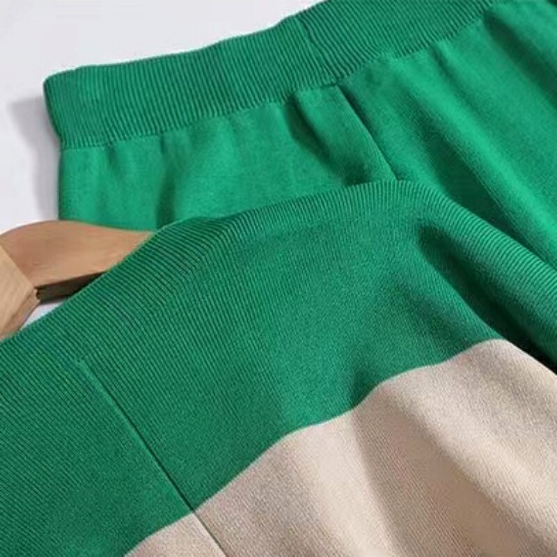 Pulovere pentru femei Set de pantaloni ocazional costume de pulovere color contrast bloc tricotat lejer eleganta cu maneca lunga topuri toamna iarna elastic