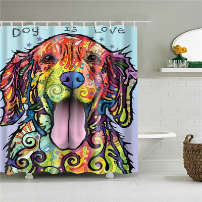 Lijepe životinje Mačke Psi Žirafe Zečevi Zavjese za tuširanje Frabic Vodootporne poliesterske zavjese za tuširanje Kupaonska zavjesa s kukama