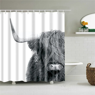 Lijepe životinje Mačke Psi Žirafe Zečevi Zavjese za tuširanje Frabic Vodootporne poliesterske zavjese za tuširanje Kupaonska zavjesa s kukama