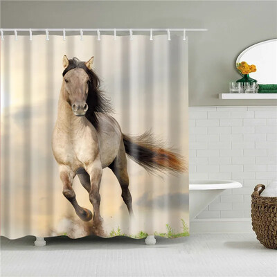 Lijepe životinje Mačke Psi Žirafe Zečevi Zavjese za tuširanje Frabic Vodootporne poliesterske zavjese za tuširanje Kupaonska zavjesa s kukama