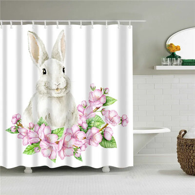 Lijepe životinje Mačke Psi Žirafe Zečevi Zavjese za tuširanje Frabic Vodootporne poliesterske zavjese za tuširanje Kupaonska zavjesa s kukama