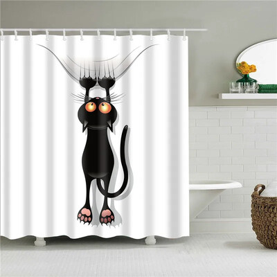 Lijepe životinje Mačke Psi Žirafe Zečevi Zavjese za tuširanje Frabic Vodootporne poliesterske zavjese za tuširanje Kupaonska zavjesa s kukama