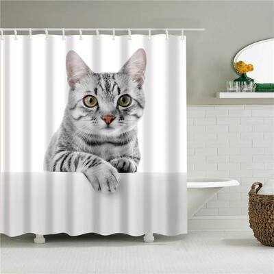 Lijepe životinje Mačke Psi Žirafe Zečevi Zavjese za tuširanje Frabic Vodootporne poliesterske zavjese za tuširanje Kupaonska zavjesa s kukama