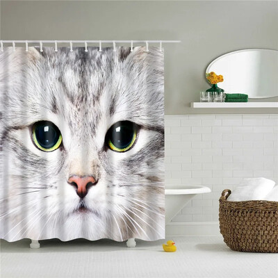Lijepe životinje Mačke Psi Žirafe Zečevi Zavjese za tuširanje Frabic Vodootporne poliesterske zavjese za tuširanje Kupaonska zavjesa s kukama
