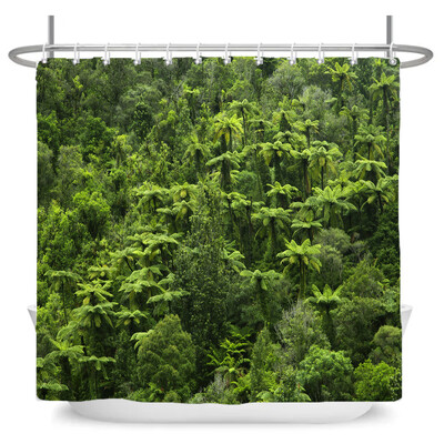 Perdele de duș 3D Natura Pădure Cascada Peisaj Perdele de baie țesătură impermeabilă cu cârlige Decorare a casei Perdea de baie