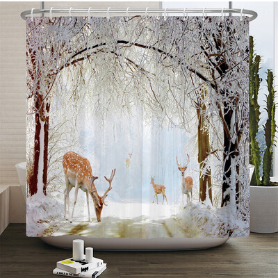Perdele de duș 3D Natura Pădure Cascada Peisaj Perdele de baie țesătură impermeabilă cu cârlige Decorare a casei Perdea de baie