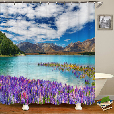 Perdele de duș 3D Natura Pădure Cascada Peisaj Perdele de baie țesătură impermeabilă cu cârlige Decorare a casei Perdea de baie