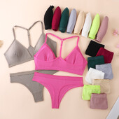 Sieviešu krūšturu komplekts apakšbiksītes Sexy Push Up Bralette Sieviešu Fitness Bezšuvju Apakšveļa Sporta Apakšveļa Krūštura komplekts Crop Tops S-XL