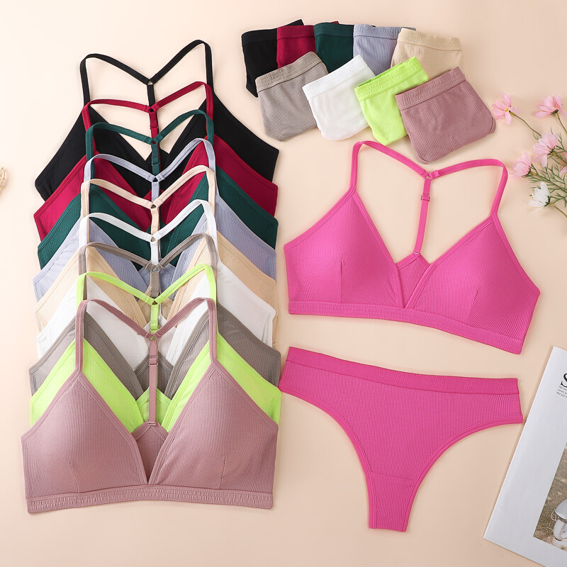 Sieviešu krūšturu komplekts apakšbiksītes Sexy Push Up Bralette Sieviešu Fitness Bezšuvju Apakšveļa Sporta Apakšveļa Krūštura komplekts Crop Tops S-XL