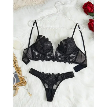 Fairy Lingerie Floral Valentine Charming Brief Panty Бельо Sexy Nighty Fancy V Бельо Brief Set for Lady See Through Bra