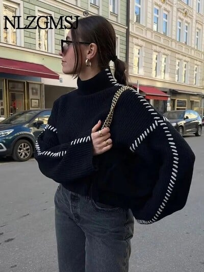 ZaZevity TRAF Sügistalvine Oversize kaelusega kampsun Lahti salendav Casual Design Sense Fashion Kootud ülerõivad