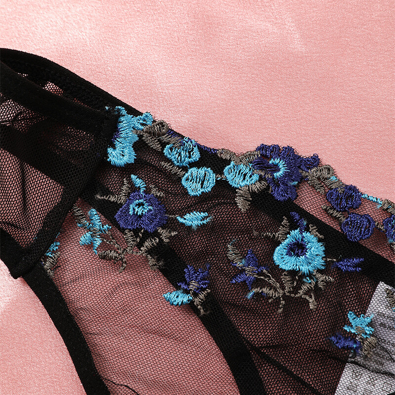 Broderie transparentă New Heilan Dantela Lenjerie sexy Lenjerie de corp pentru femei Set de slip de zână Set de sutien delicat Push Up Seturi de brevi erotice