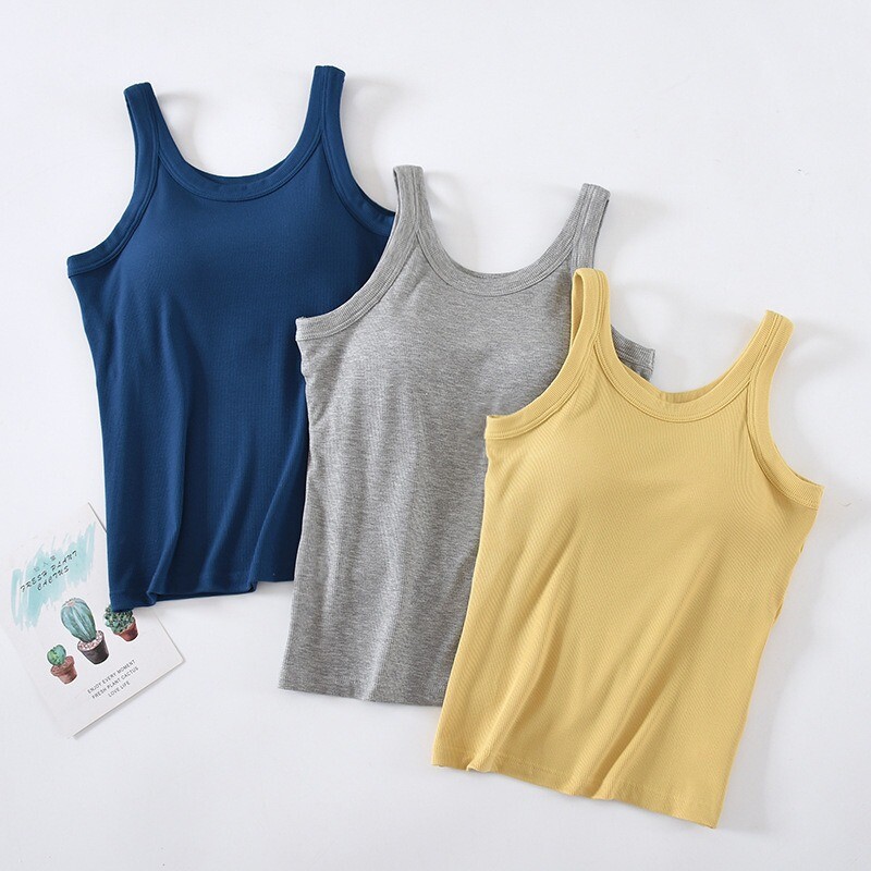 Basic Solid naiste pehme soonikuga hingav paak, sisseehitatud rinnahoidjaga Slim Fit ühes tükis sisemine välimine kantav põhjavest