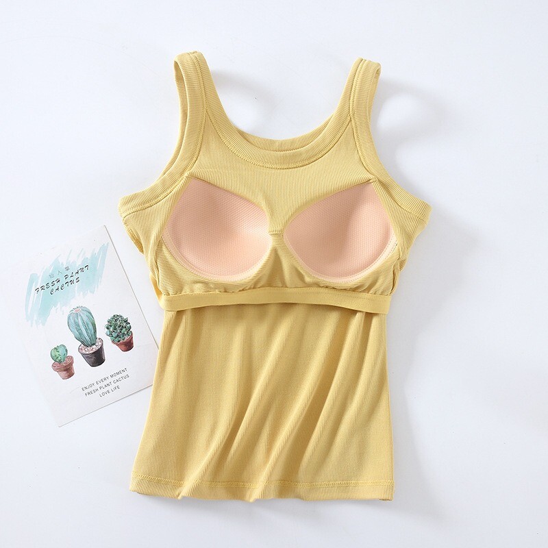 Basic Solid naiste pehme soonikuga hingav paak, sisseehitatud rinnahoidjaga Slim Fit ühes tükis sisemine välimine kantav põhjavest