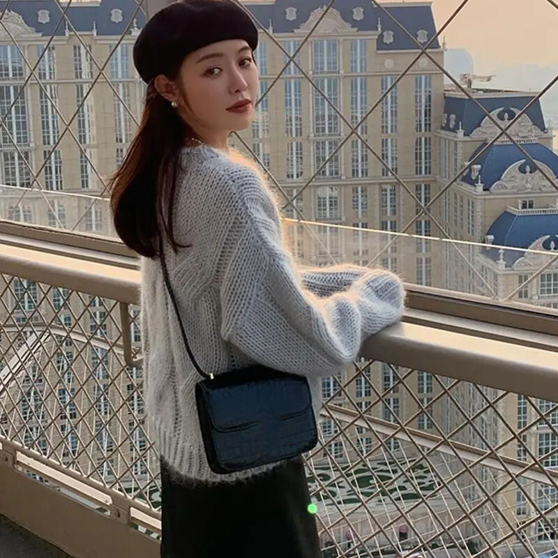 Lucyever Lazy Style Twist sviiter naistele Sügistalvine Paks soe lahtine kootud Pullover Vintage Streetwear Kootud džemprid