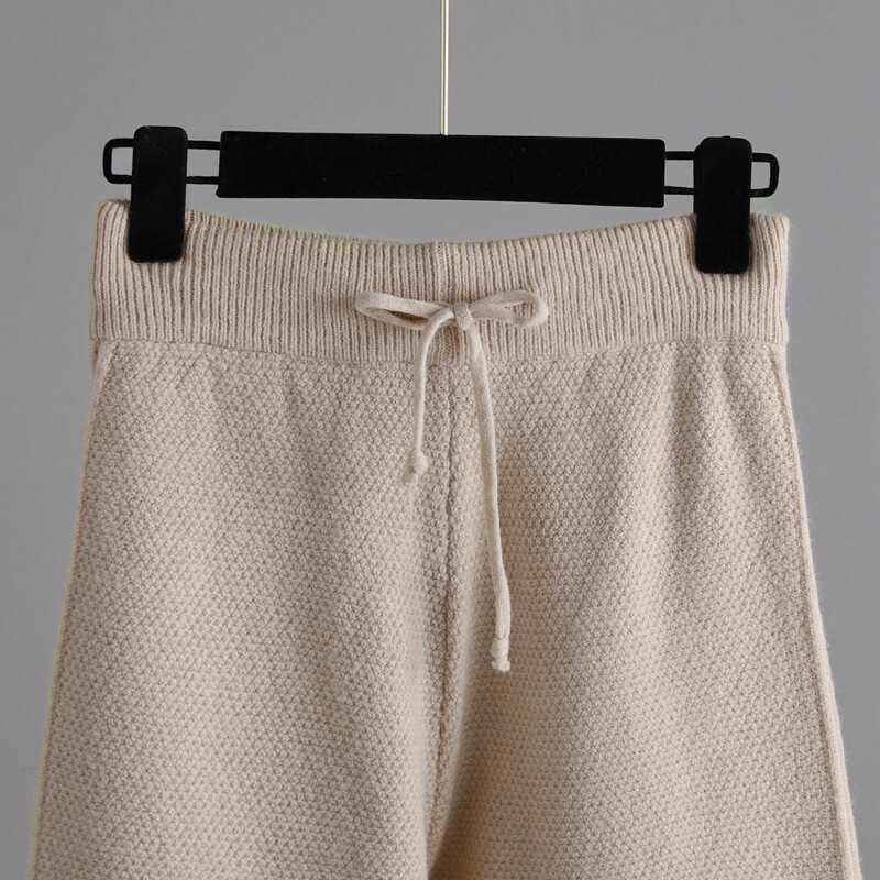 Chic Casual Tricotat 2 Piese Seturi Femei Tricoturi cu decolteu O Pulover Pulover Topuri Conjuntos Coreeană Talie înaltă Pantaloni largi Tinuta