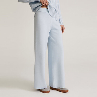 Set de pantaloni largi ocazional din tricot, toamnă iarnă, noi, îngroșați, calduri, pentru femei, pulover de marime mare, pantaloni cu picioare largi