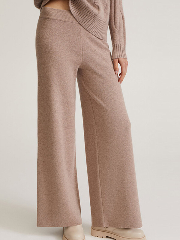 Set de pantaloni largi ocazional din tricot, toamnă iarnă, noi, îngroșați, calduri, pentru femei, pulover de marime mare, pantaloni cu picioare largi