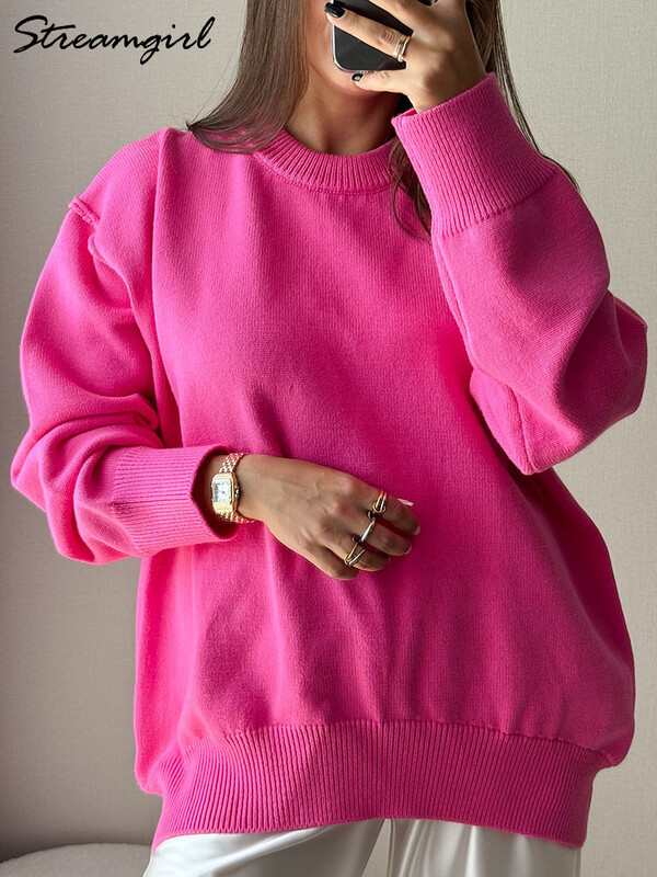 Pulovere supradimensionate albastre pentru femei Pulover gros bej de iarnă pentru femeie toamnă la modă slăbită cu gâtul în formă de pulovere pentru dama pulovere pentru femei