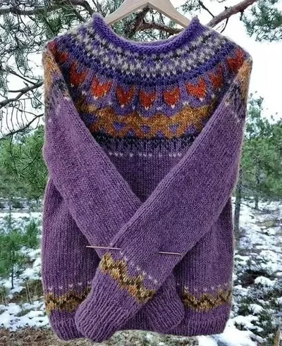 Proljeće 2025. Pleteni ženski pulover s O-izrezom Široki pulover Ženski mekani topli jesenski vintage novogodišnji trendi božićni džemperi Ženski