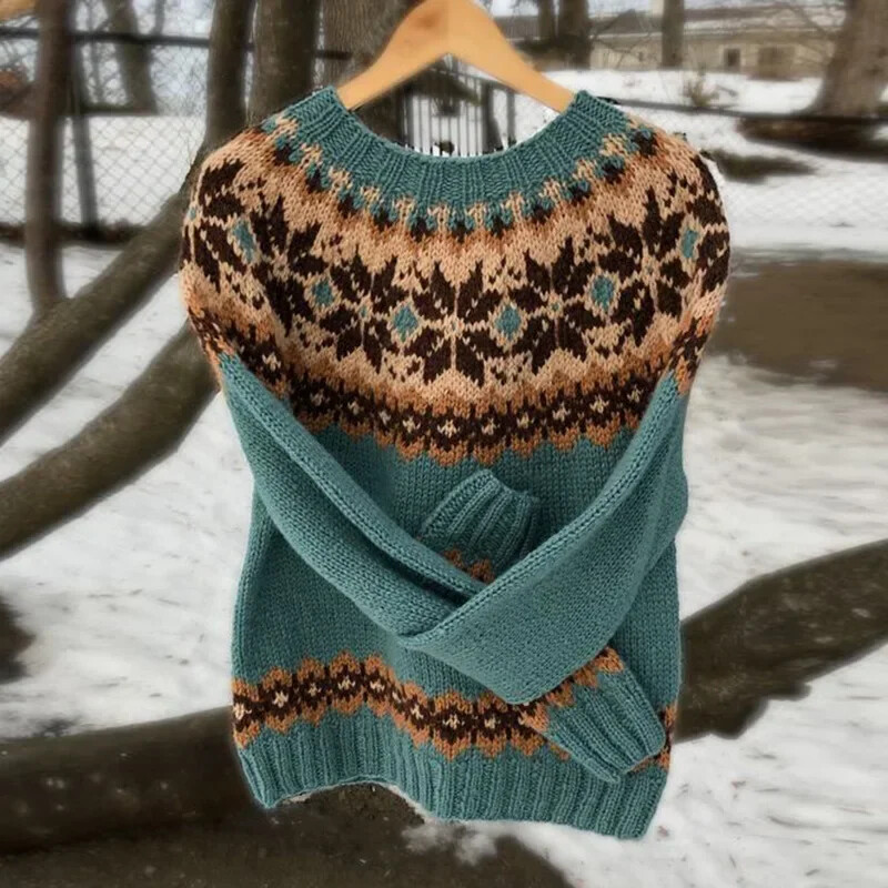 Proljeće 2025. Pleteni ženski pulover s O-izrezom Široki pulover Ženski mekani topli jesenski vintage novogodišnji trendi božićni džemperi Ženski