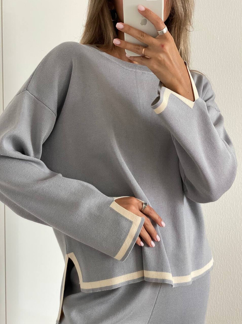 HLBCBG Pleteni ženski komplet hlača Dvodijelni set Zelena zimska labava pletenina dugih rukava Kompleti širokih hlača Ženska ležerna odijela