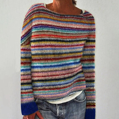 2025. gada modes sieviešu trikotāžas džemperis rudens ziemas apdrukai ar garām piedurknēm, džemperis ar izgriezumu, liela izmēra silts sieviešu tops