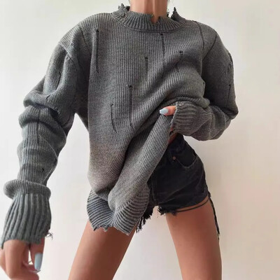 2025 de primăvară tricot femei pulover cu gaură neagră pulover largi Femei moale Streetwear cald toamnă Anul Nou la modă pulover de Crăciun doamnelor