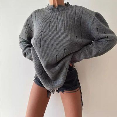 2025 de primăvară tricot femei pulover cu gaură neagră pulover largi Femei moale Streetwear cald toamnă Anul Nou la modă pulover de Crăciun doamnelor