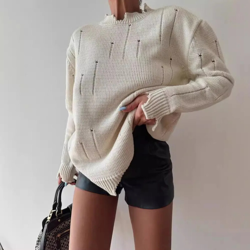 2025 de primăvară tricot femei pulover cu gaură neagră pulover largi Femei moale Streetwear cald toamnă Anul Nou la modă pulover de Crăciun doamnelor