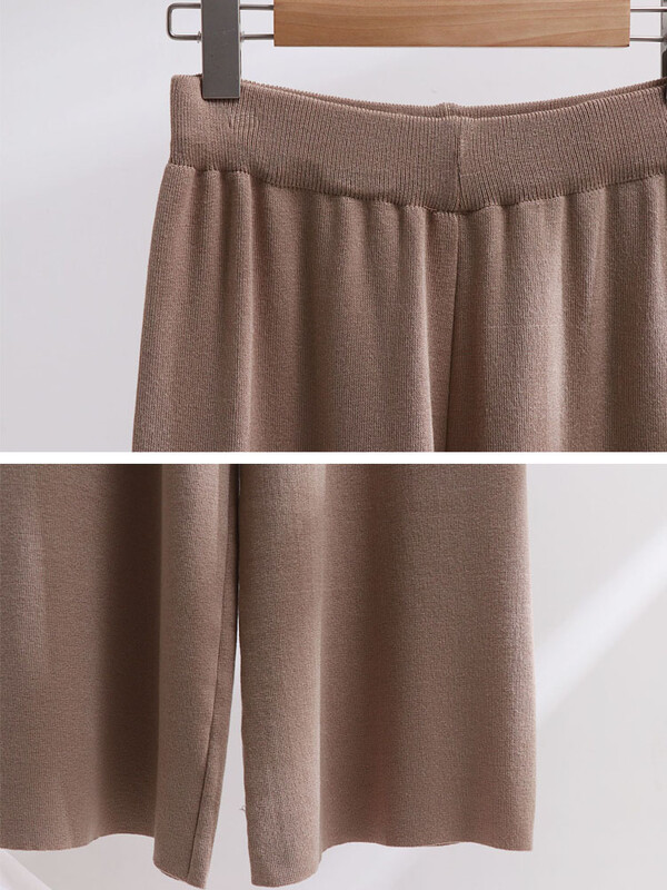 Pleteni kompleti korejskog dizajna od 2 komada Ženska pletena odjeća s O-izrezom Puloveri dugih rukava Top odijela Ležerna odjeća za trenirke visokog struka