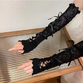 Lolita Gloves στυλ μπαλέτου Λευκά μανίκια δαντέλα Γυναικείο λεπτό καλοκαιρινό αντηλιακό Spicy Y2K Girl Strap Gloves for JK Girls