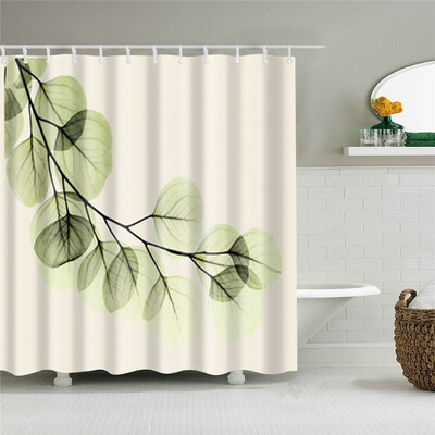 Lehtede taime käsitsi maalitud maastiku kaktusepuu print Veekindel dušikardin Vann Kodukaunistus konksuga cortina de la ducha